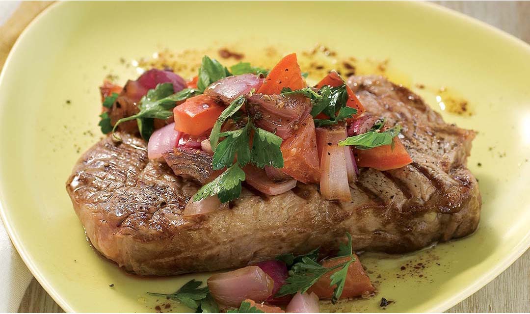 Steak with Onion Salsa