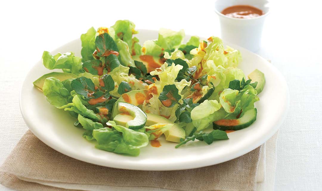 Mixed Green Salad with Harissa Dressing