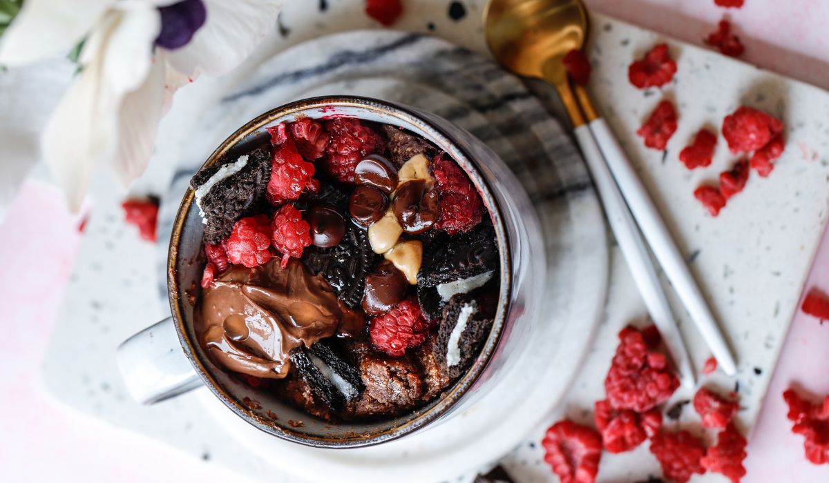 Raspberry Oreo Protein Mug Cake